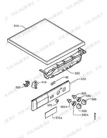 Взрыв-схема стиральной машины Zanussi FLS1042 - Схема узла Control panel and lid